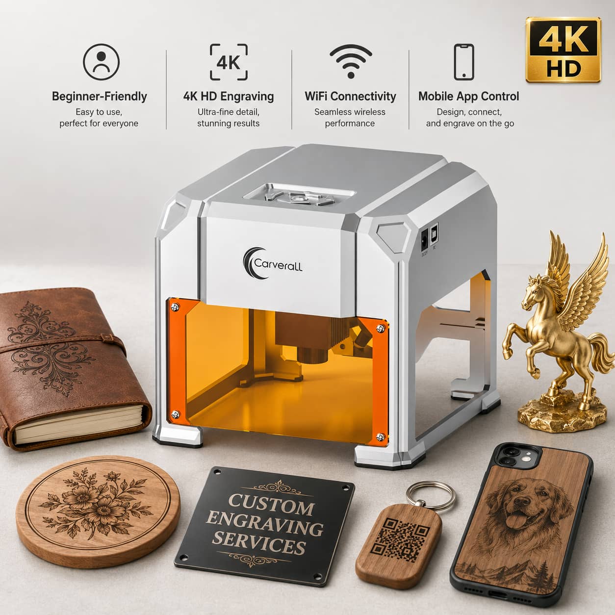Industrial Laser Engraver For Metal - เครื่องแกะสลักเลเซอร์ Carverall รุ่น K4 3W, A1