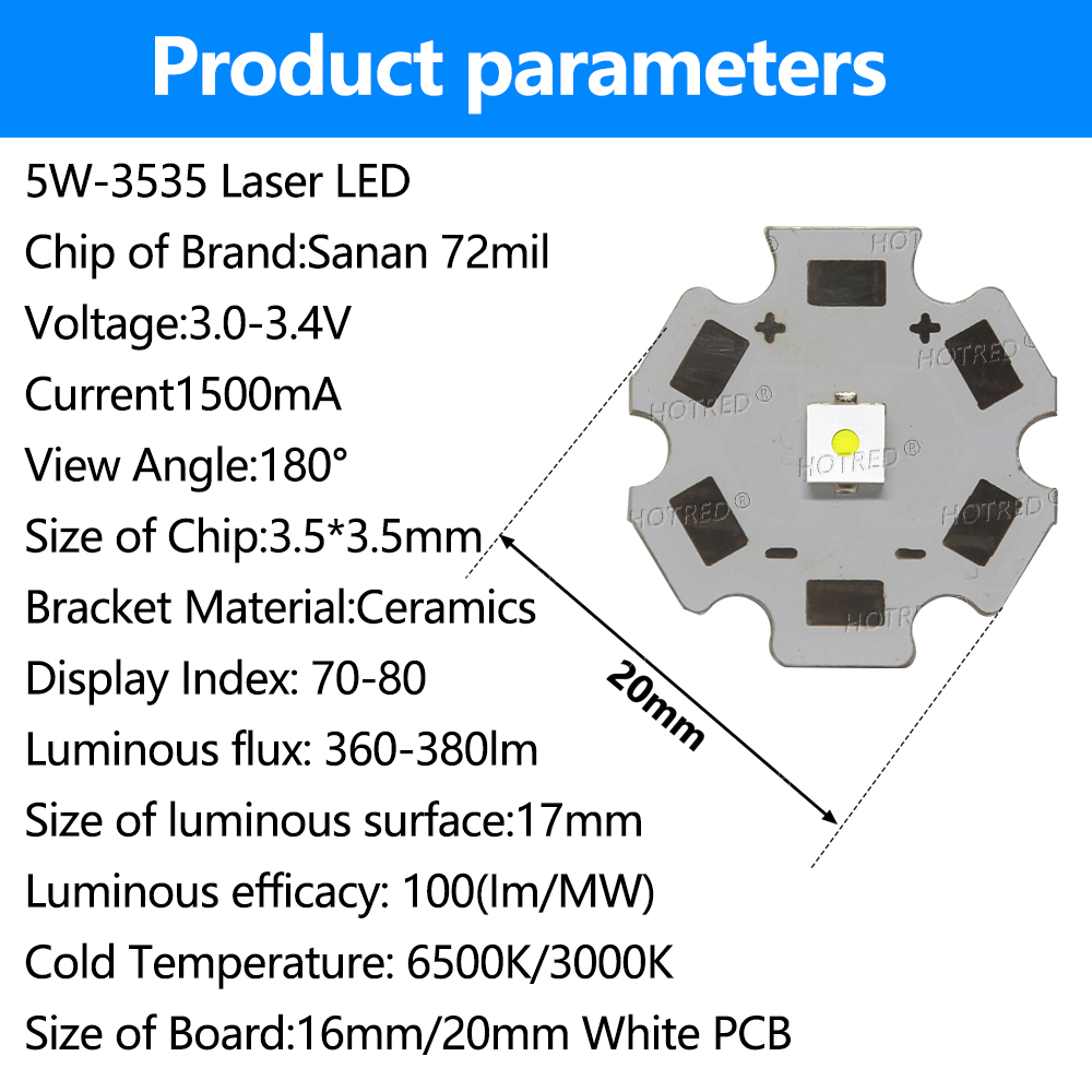 LED 5W 3535 แบนสีขาวเลเซอร์ลูก - Industrial Laser Diode บทวิจารณ์และราคา