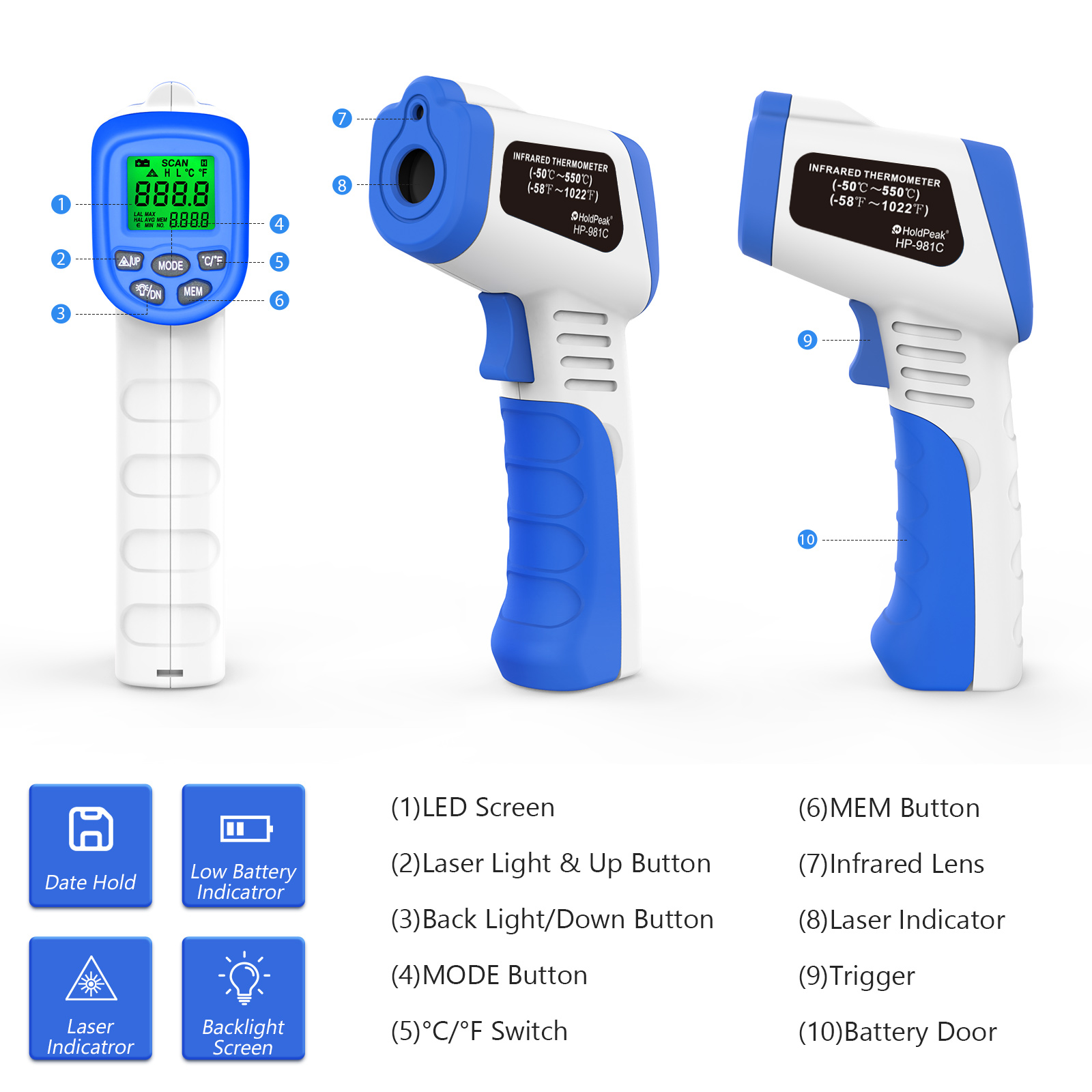 เครื่องวัดอุณหภูมิอินฟราเรด -5 - Industrial Laser Temperature Gun บทวิจารณ์และราคา