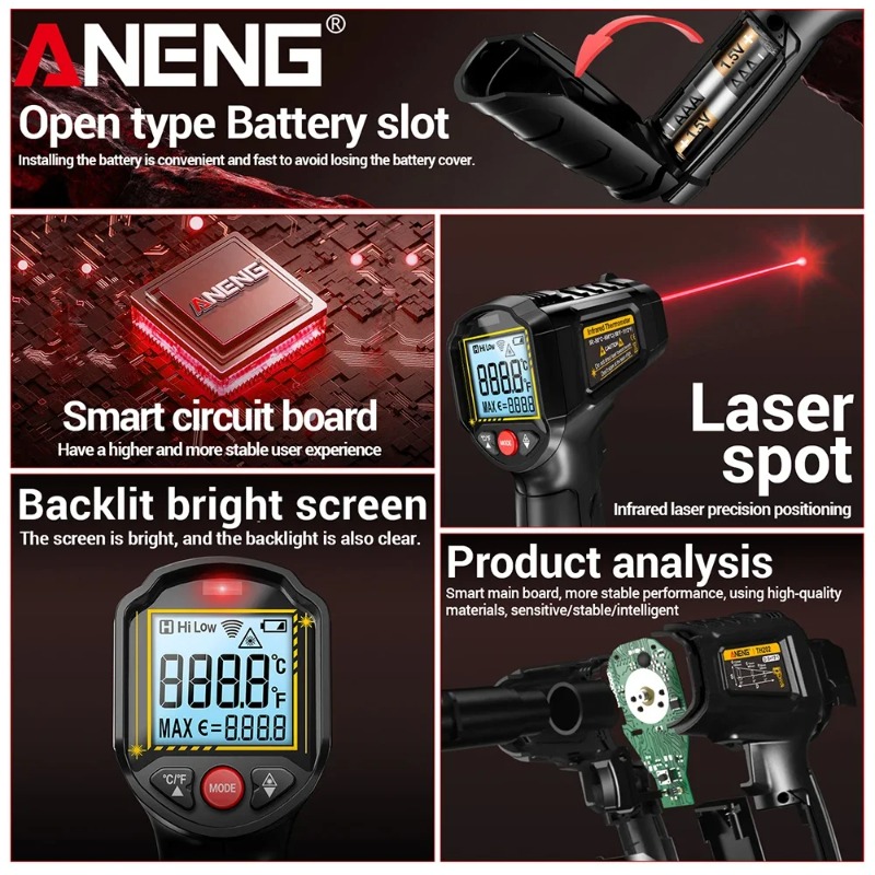 ANENG TH202 อุตสาหกรรมเครื่องว - Industrial Laser Temperature Gun บทวิจารณ์และราคา