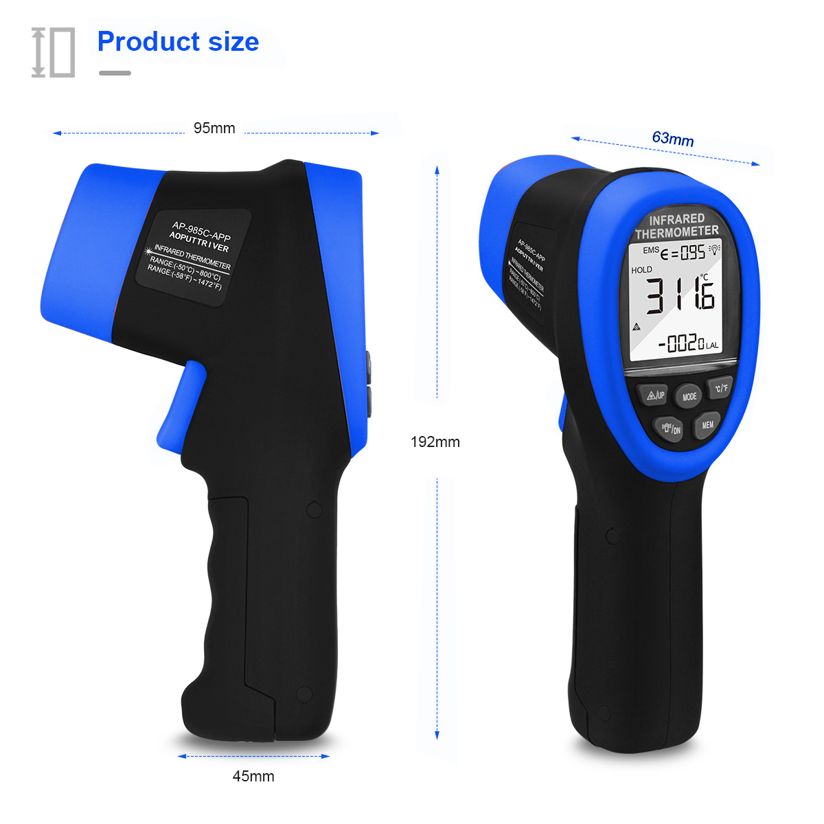 HoldPeak ปืนวัดอุณหภูมิอินฟราเ - Industrial Laser Temperature Gun บทวิจารณ์และราคา